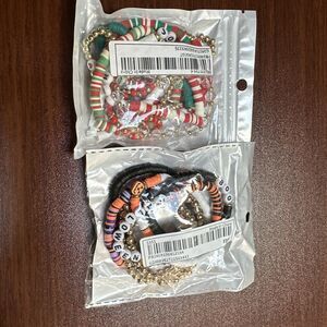 NWT Halloween and Christmas Bracelets Stretchy